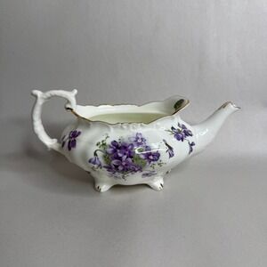 Hammersley Bone China Victorian Violets Tea Pot Creamer Spout Purple Floral Gold